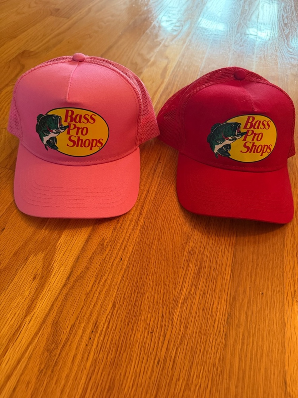 Bass Pro Shops Pink and Red Mesh Trucker Hats